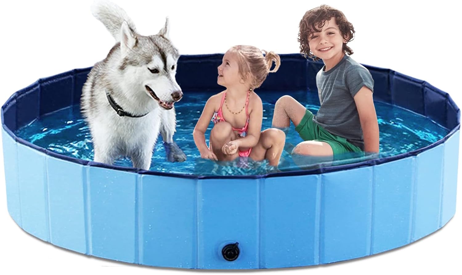 Jasonwell Foldable Dog Pool Collapsible Hard Plastic Swimming Pool Portable Kiddie & Pet Pool Doggie Wading Bath Tub for Puppy Small Medium Large Dogs Cats and Kids 63"