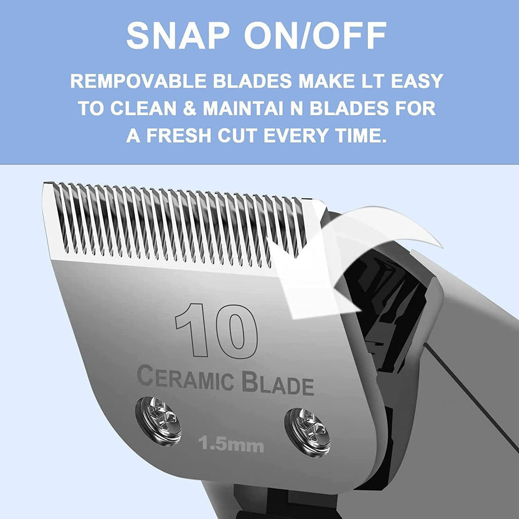 10 Blade Dog Grooming Clipper Blades Compatible with Andis Dog Clippers,Detachable Stainless Steel Blade,Size 10, 1/16-Inch Cut Length