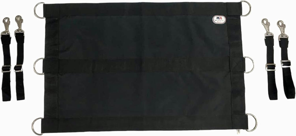 Majestic Ally 1200D 29"x19" Horse Stall Guard with Replaceable and Adjustable Length Straps and Replaceable Hardware (Black Black)