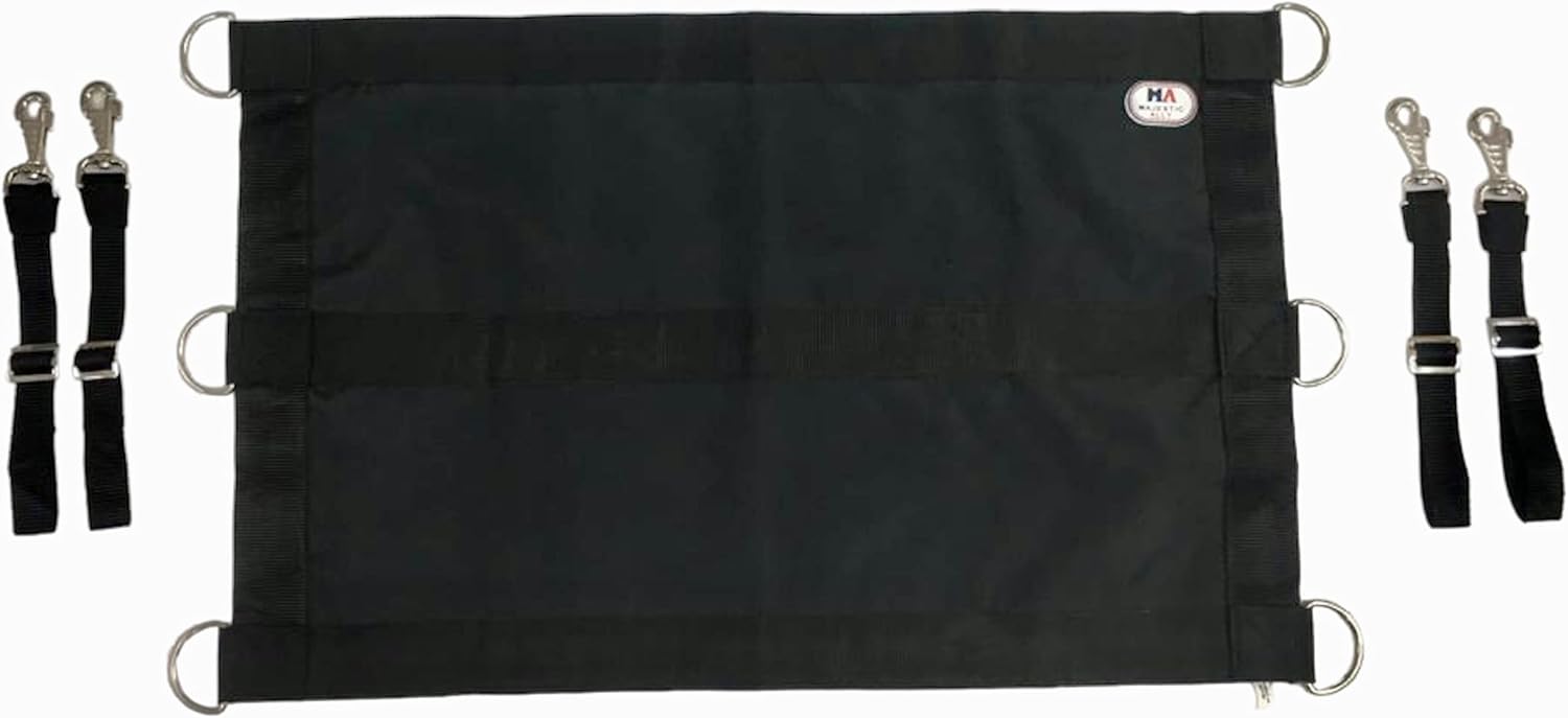 Majestic Ally 1200D 29"x19" Horse Stall Guard with Replaceable and Adjustable Length Straps and Replaceable Hardware (Black Black)