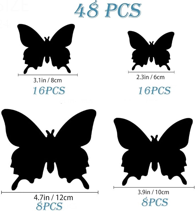 Butterfly Wall Decor 24/48 PCS, 3D Butterflies Stickers for Party Decorations with Magnets(Blue, 48)
