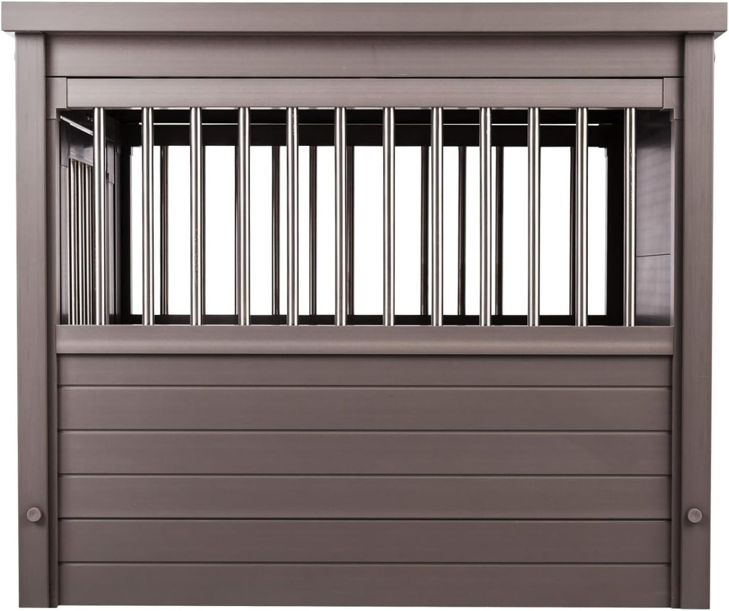 New Age Pet ECOFLEX Dog Crate End Table - Furniture-Style Pet Crate for Crate Trained Dogs - Stainless Steel Tubing & a Latched Closure - 10 Year Manufacturer's Warranty, Medium