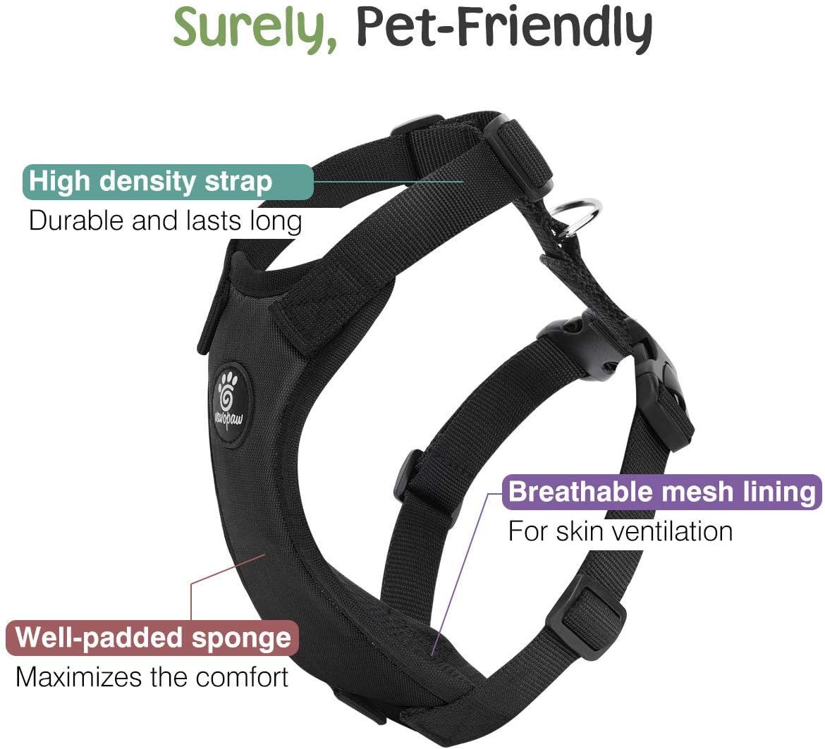 Dog Seat Belt, Safety Vest Dog Car Harness with Adjustable Buckle Dog Seat Belt for Vehicle Nylon Pet Safety Seat Belts Heavy Duty(L, Black)