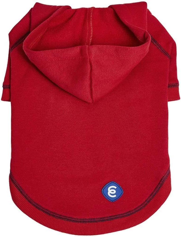 Blueberry Pet Essentials Hoodie – 12″ Soft French Terry Sweatshirt with Hood, Red, Award‑Winning Small‑Dog Jersey