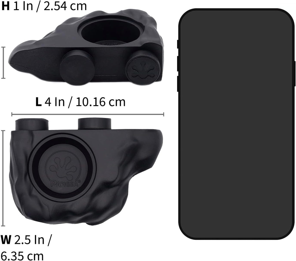 Pangea Silicone Gecko Feeding Ledge - Magnetic Mini Food Dish for Reptile Tank - 4.125" x 2.625" x 1.18" - Fits 0.5oz Cups (Black)