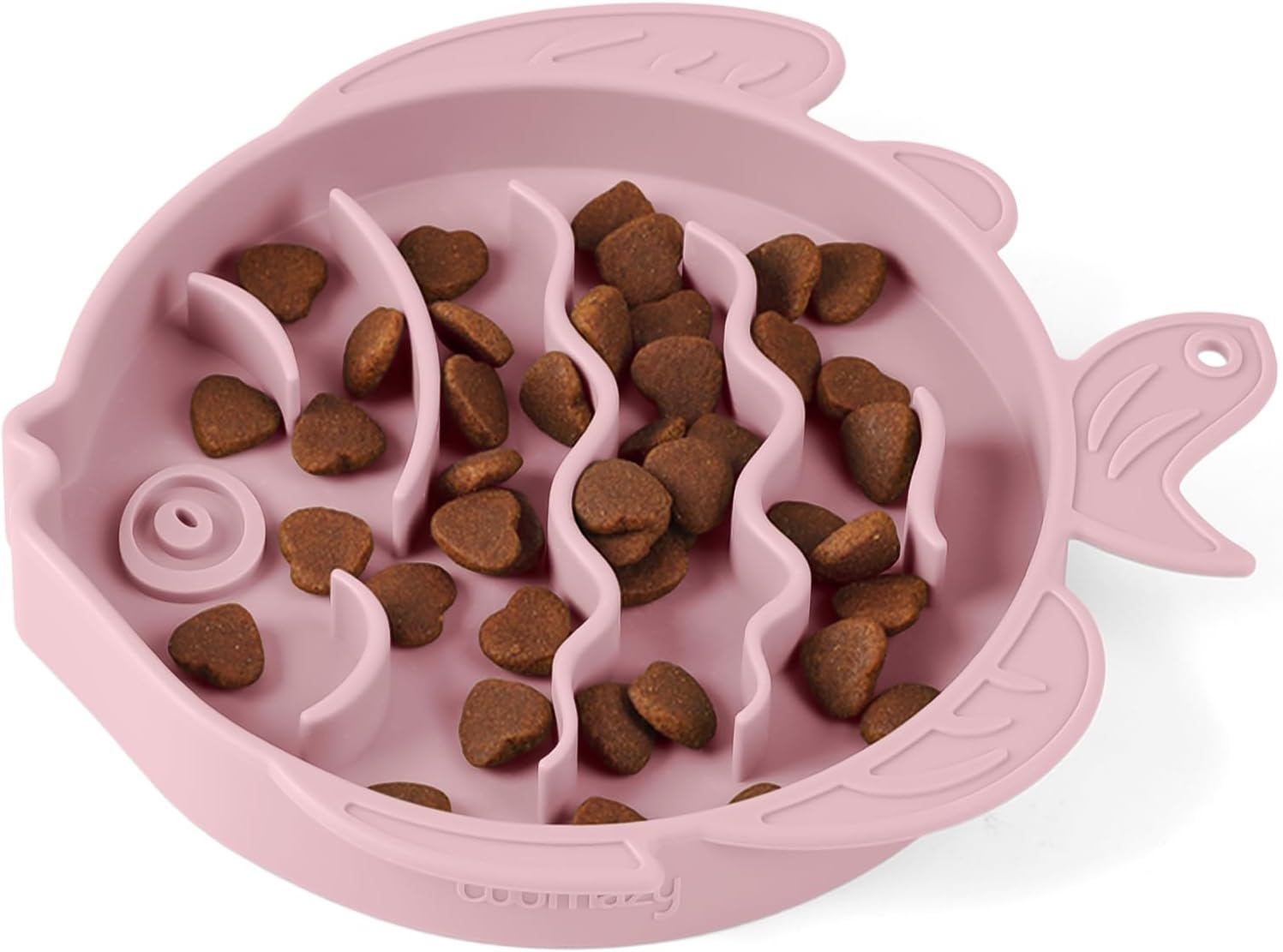 Coomazy 2-in-1 Silicone Slow Feeder Dog Cat Bowls, Lick Mat Interactive Puzzle Toy for Pets Dry/Wet Food Training, Keeps Dogs Cats Busy, Prevents Puppy Kitty Overeating (Pink, 1.2 Cup)