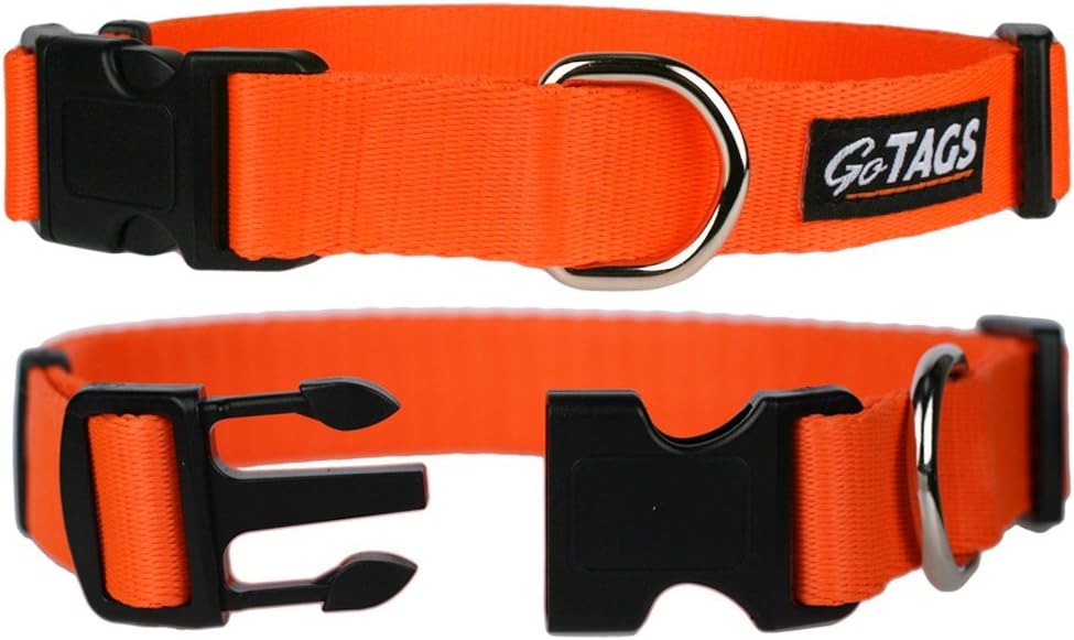 GoTags Dog Collars, Durable Solid Nylon Dog Collars in 5 Color Options and 4 Adjustable Sizes for Puppy and Dogs Extra Small, Small, Medium or Large