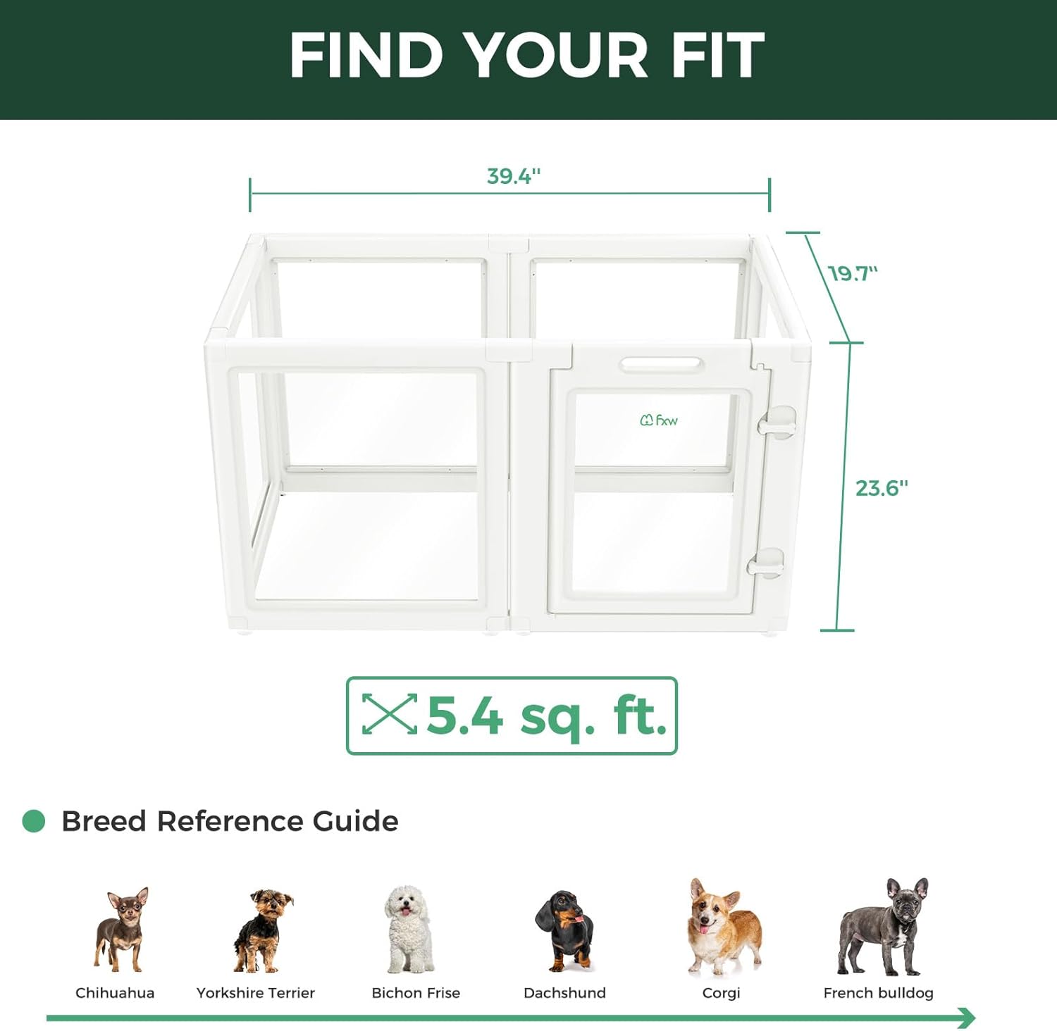 FXW AuraSpace Acrylic Indoor Unleashed Dog Playpen for Puppies and Small Dogs, 24 Inch, 6 Panels, White