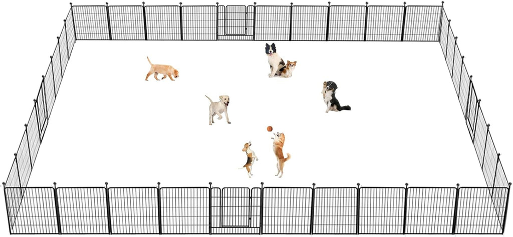 Dog Playpen 32 inch 30 Panels Indoor Outdoor Dog Pen for Medium/Small Dogs Heavy Duty Metal Dog Fence Outdoor for Yard, Puppy Playpen with Door Portable Pet Fence for RV Camping Yard