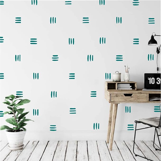 120pcs Modern Line Wall Stickers Boho Nursery Kids Living Room Scandinavian Home Décor Self-Adhesive Murals Vinyo DIY Gift YT5037 (Teal)