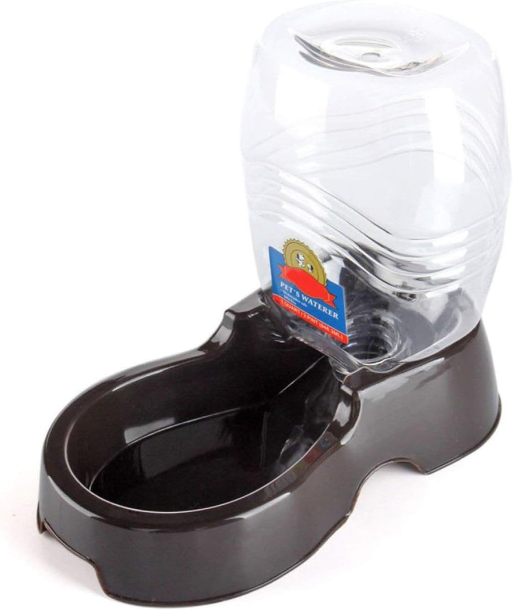 Flexzion Automatic Gravity Pet Waterer for Cat & Dog - Non-Skid & Easy-Clean Auto Replenish Water Dispenser Drinking Bowl (3/8 Gallon / 1.5L), Black