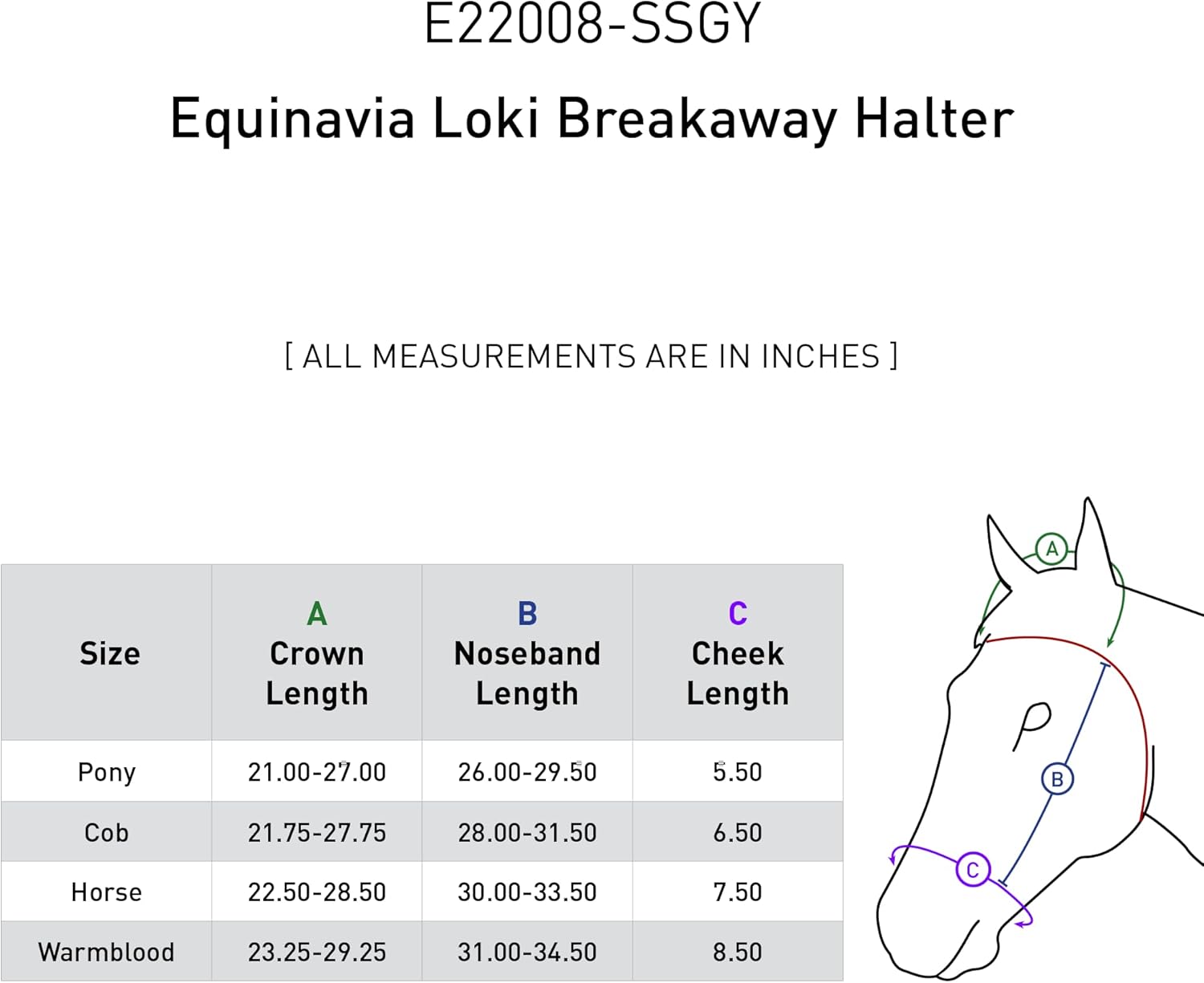 Equinavia Loki Adjustable Breakaway Horse Halter - Silver Sconce Gray - Horse