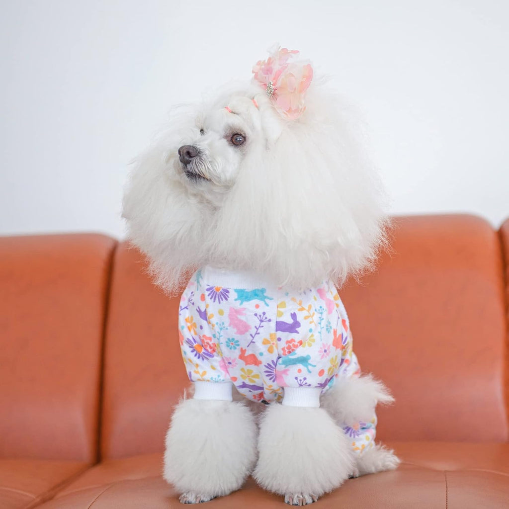 CuteBone Small Dogs Outfit Soft Puppy Onesies Pjs Dog Easter Rabbit Pajamas Pet Coat Cat Apparel Comfy Doggie Jumpsuit Bodysuit for All Seasons P276XL