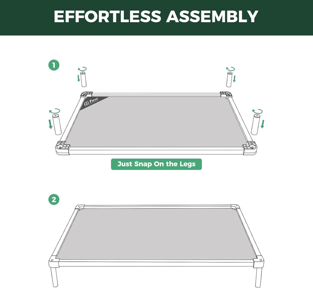 FXW TitanNest Chew-Proof Elevated Dog Bed, Raised Cot for Indoor/Outdoor/Camping Use, Durable & Waterproof Cooling Pet Bed for Extra-Small Dogs, 30.0" L x 22.0" W x 4.5" H, Black