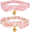 Cotton Bowtie Cat Collar with Bell 2 Pack Adjustable Breakaway Kitten Collars by YUDOTE