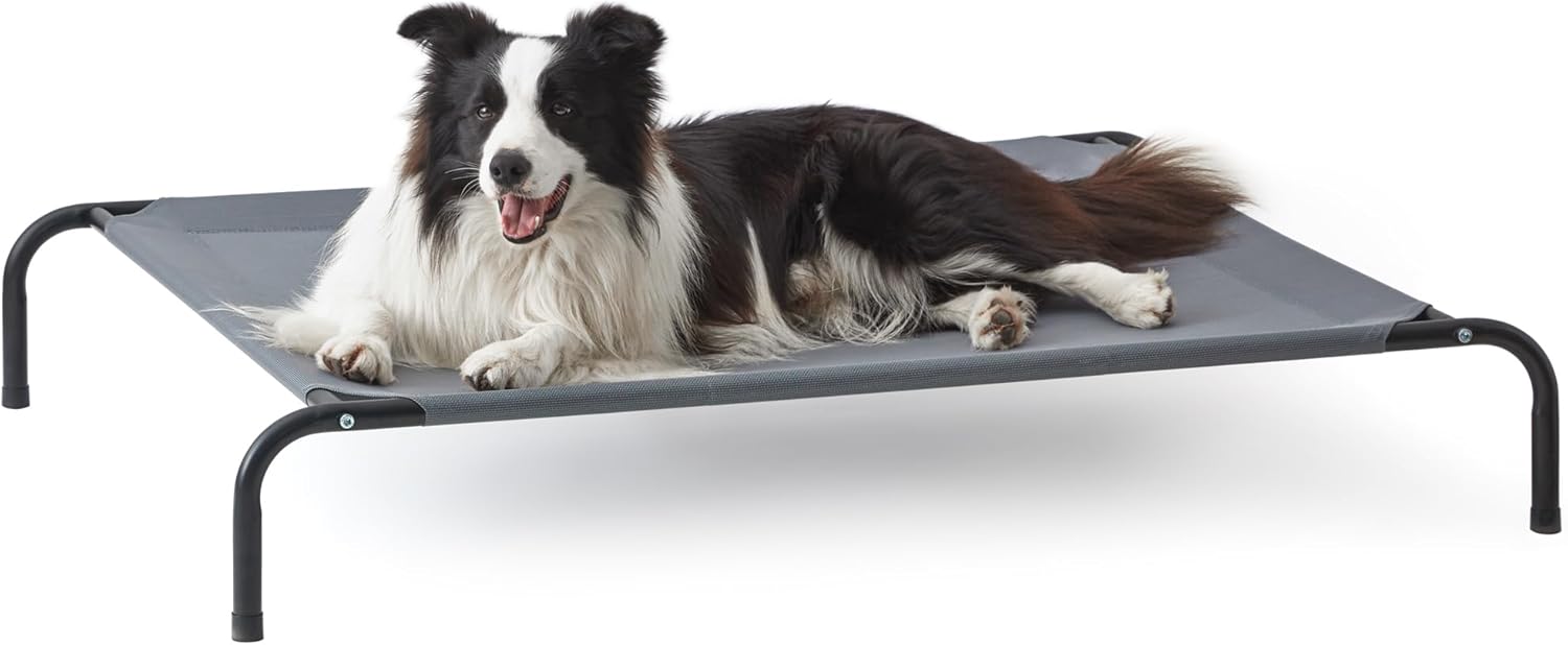 Love's cabin Elevated Cooling Dog Bed for Large Dogs, Portable Indoor & Outdoor Raised Pet Dog Cat Cot, Durable Summer Frame with Breathable Mesh, Grey, 48 inches