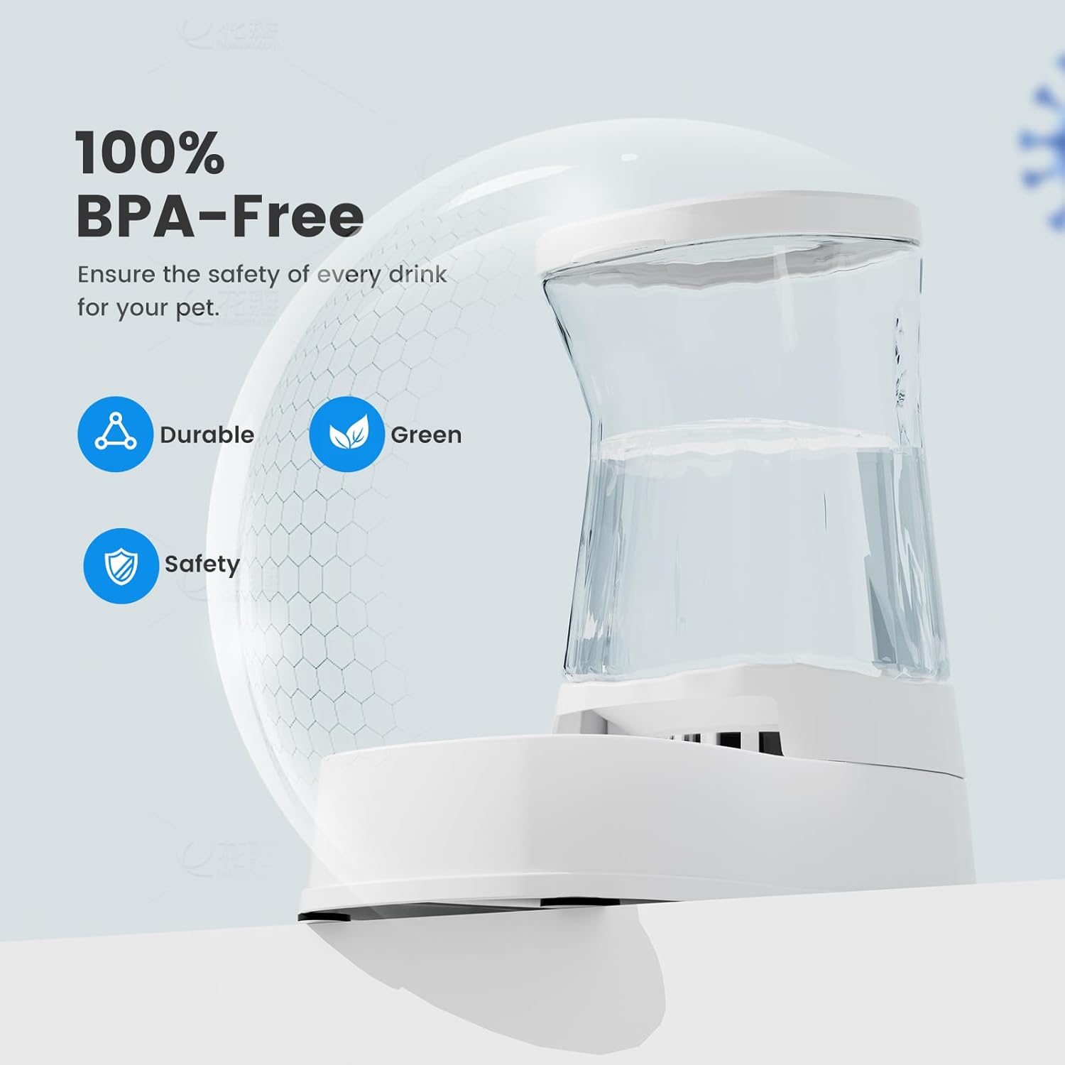 Gardner Pet Automatic Gravity Water Dispenser for Dogs, 1.0Gallon 100% BPA-Free Dog Water Bowl Dispenser, Pet Water Fountain Dispenser with Sponge Filter for Small&Medium Dogs, Cats, Puppies(White)