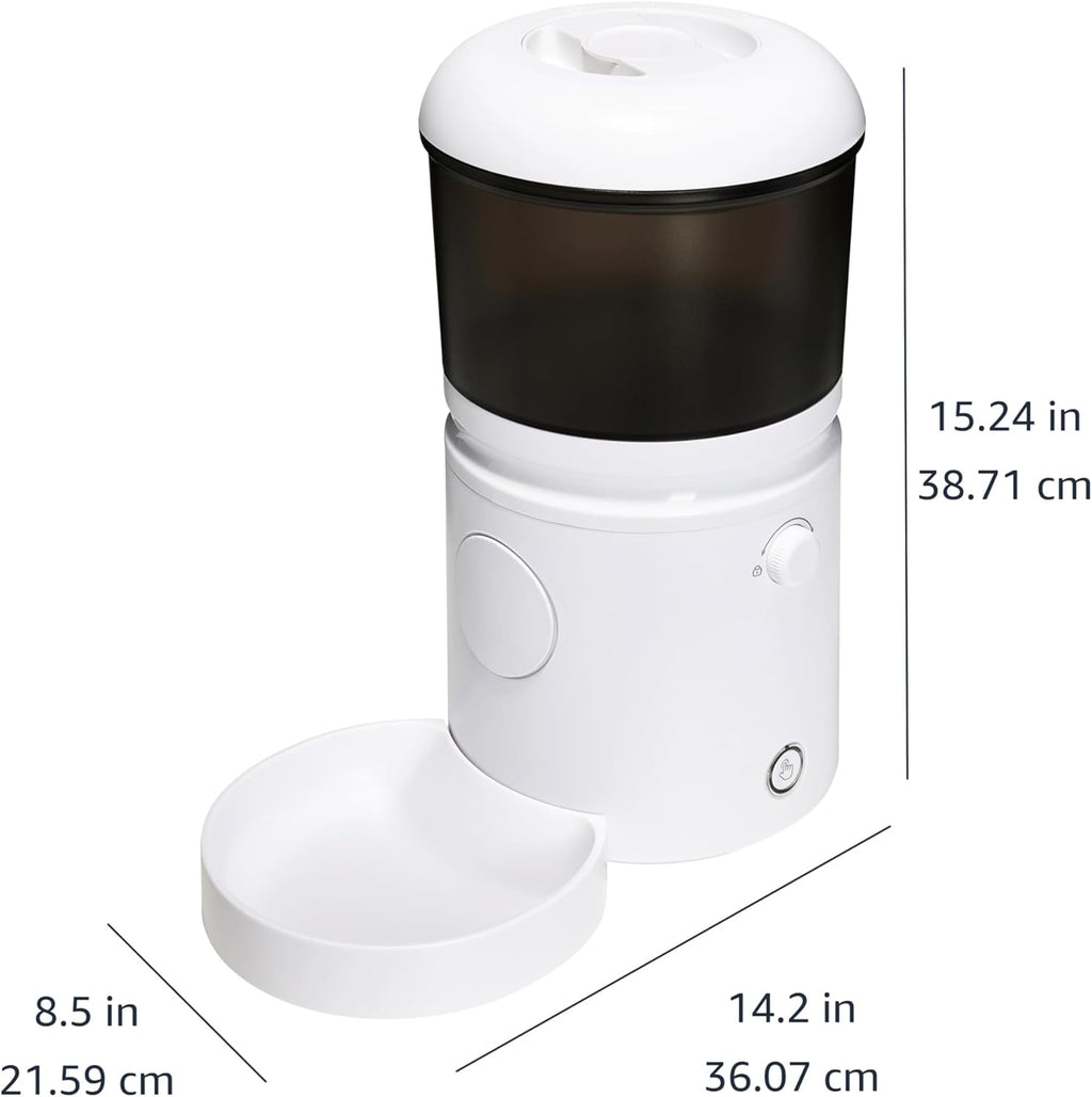 Amazon Basics Automatic Feeder for Cats and Dogs with Speed & Portion Control, 4L Capacity, White