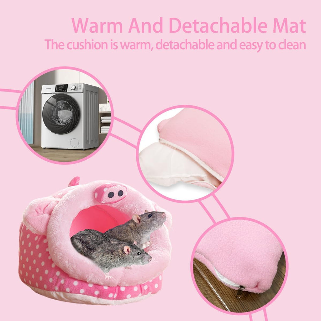 Guinea Pig Bed House & Hideout for Rat Bearded Dragon Hedgehog Ferret to Sleep and Hide, Guinea Pig Cage Accessories Habitat Décor (X-Large, 3.Pig)