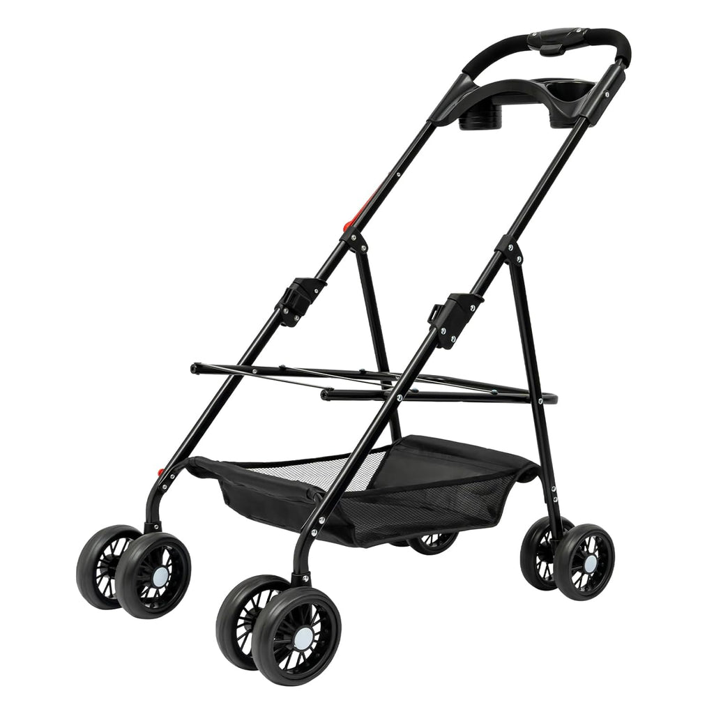 Pet Stroller, 4 Wheels Dog Cat Carrying Cart, Foldable Puppy Carrier with Storage Bag and Detachable Grid Structure for Small/Medium Dogs Cats Up to 44Lbs (Black)