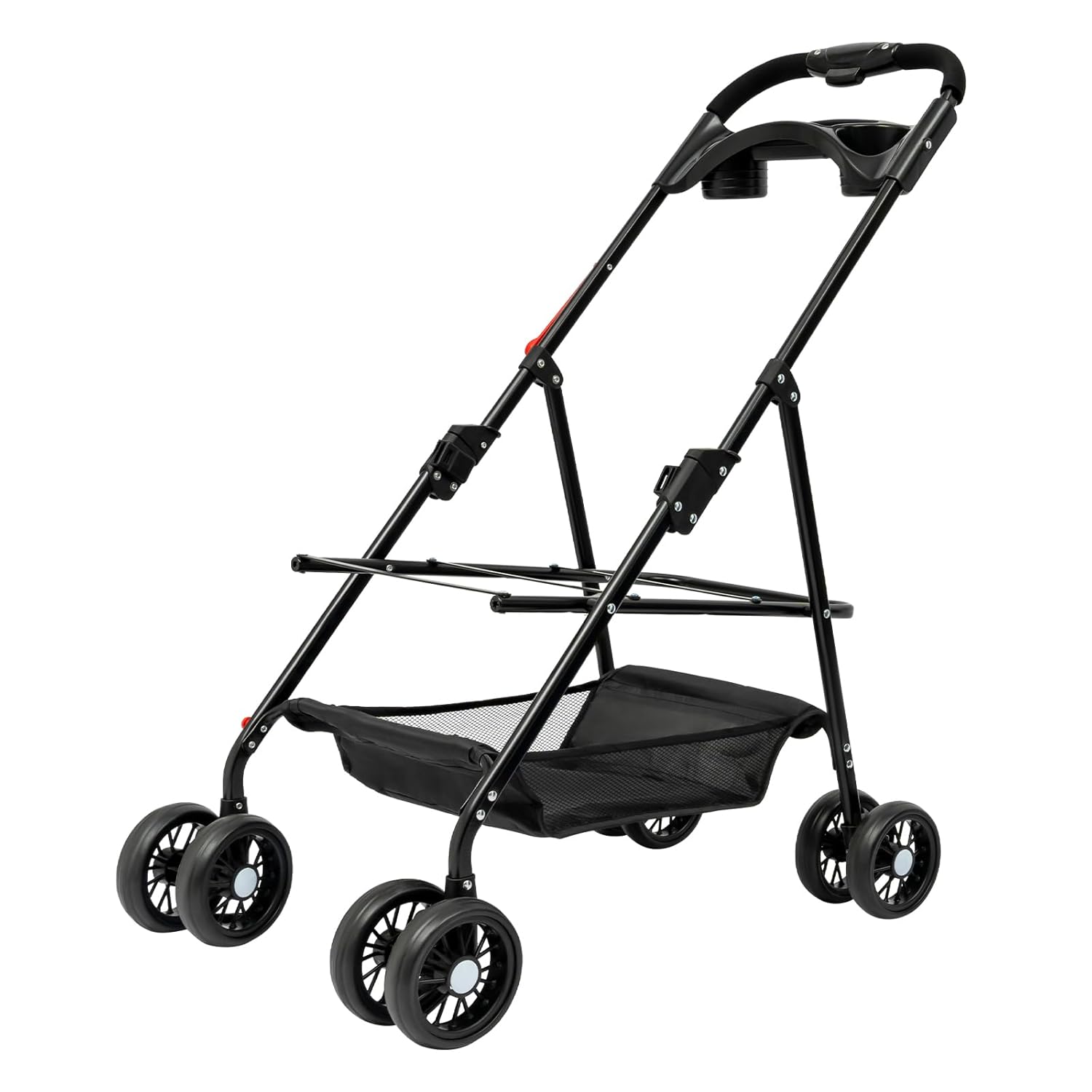 Pet Stroller, 4 Wheels Dog Cat Carrying Cart, Foldable Puppy Carrier with Storage Bag and Detachable Grid Structure for Small/Medium Dogs Cats Up to 44Lbs (Black)