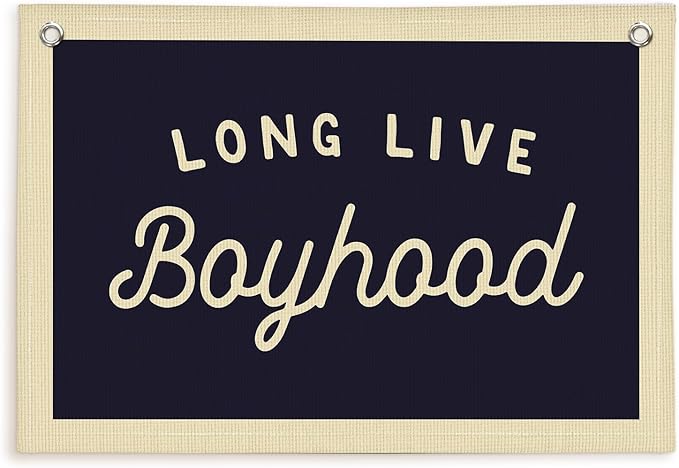 Lacama Long Live Boyhood Boys Room Decor, Boy Nursery Decor, Canvas Banner Wall Hanging Banner Flag Decor for Nursery Playroom Toddler Room, Boys Kids Rooms Decor, 30x20 Inch