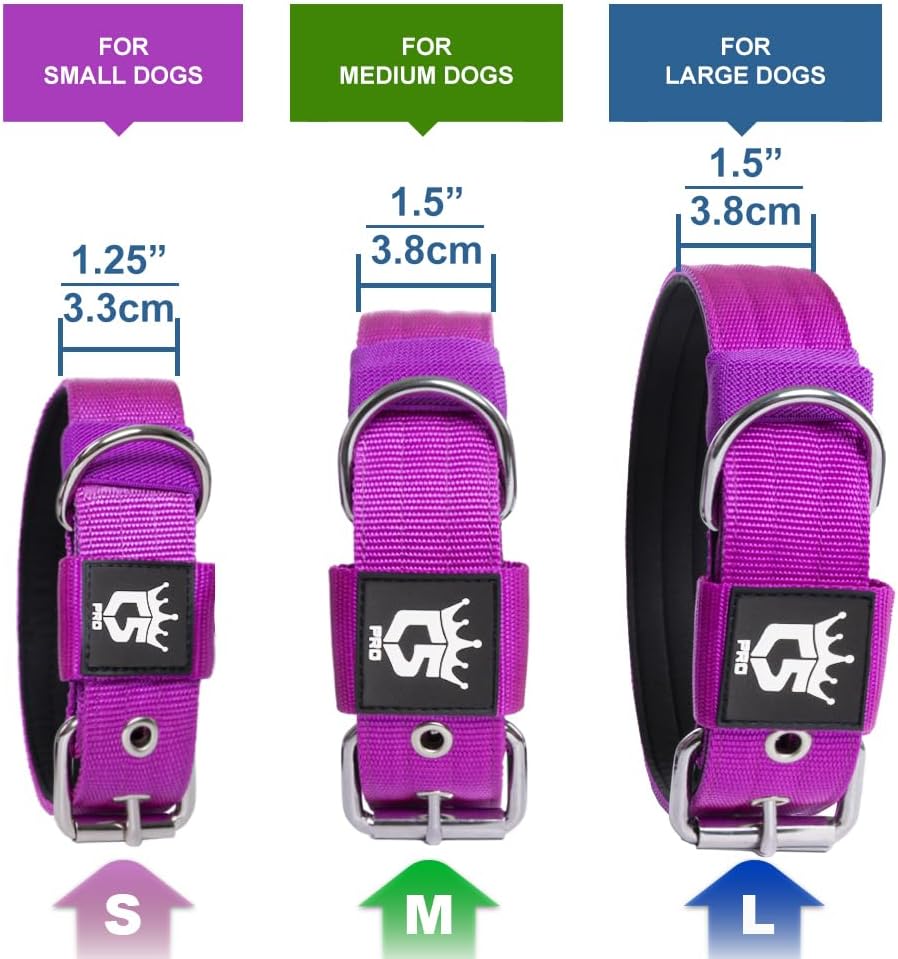 TSPRO Tactical Dog Collar 1.5 Inch Wide Thick Dog Collars with Heavy Duty Metal Buckle, Durable, Strong, Adjustable for Medium to Large Dogs (Camo Blue L)