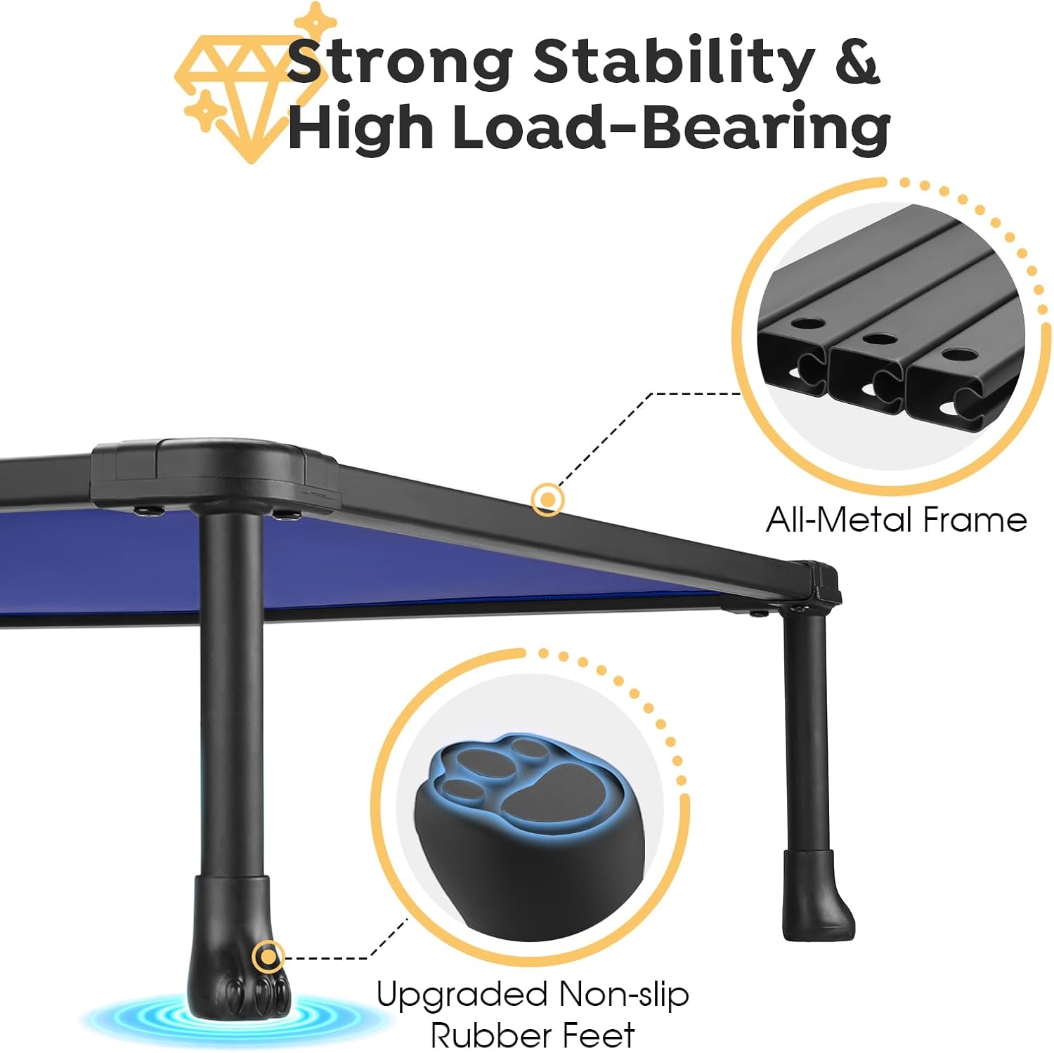 Veehoo Chew Proof Dog Bed, Non-Chewable Cot for Large Dogs, Anti-Scratch Durable Hammock Raised Place for Training Platform, Outdoor Cooling Off Ground, CWC2420ACP