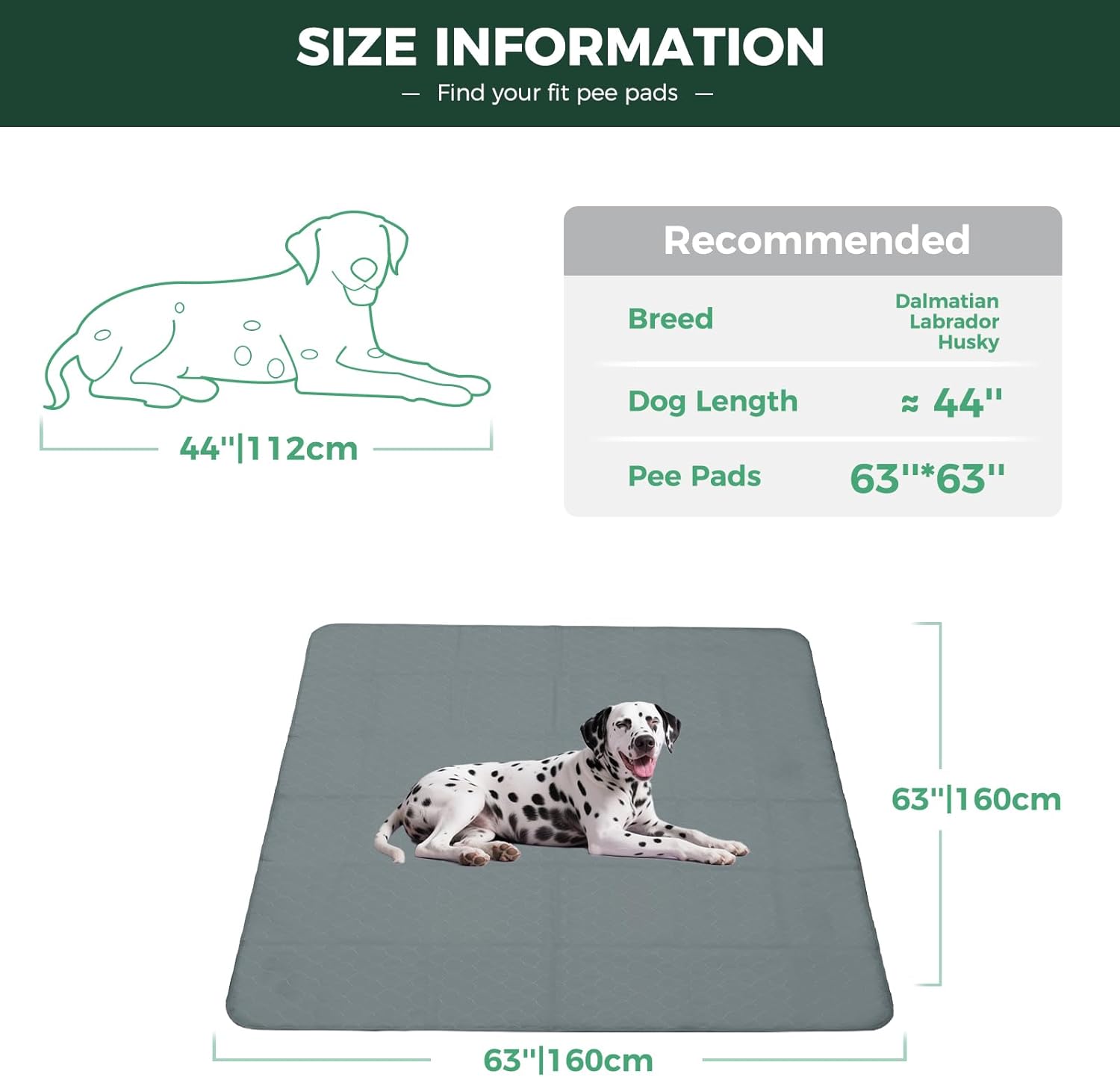 FXW Washable Pee Pads for Dogs, Puppy Pads with Super Absorbent, Specifically Designed for FXW Rollick/Homeplus 24inch 8 Panels Dog Playpen, 63" Square, Gray, 1 Pack