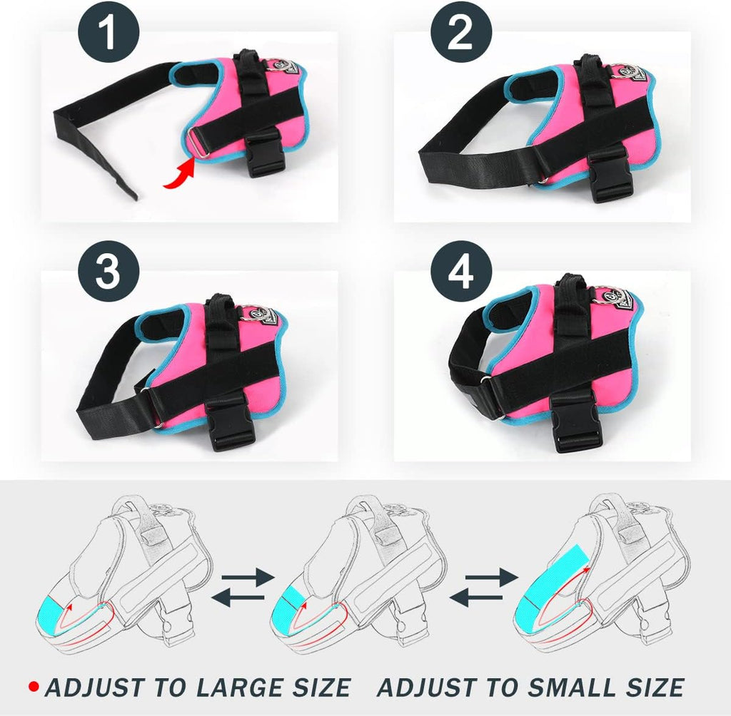 Bolux Dog Harness, No-Pull Reflective Dog Vest, Breathable Adjustable Pet Harness with Handle for Outdoor Walking - No More Pulling, Tugging or Choking Large (Pack of 1) RoseTurquoise
