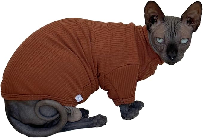 Kitipcoo Sphynx Hairless Cats Shirt Cat Turtleneck Sweater Long Sleeves Kitten - Image 4