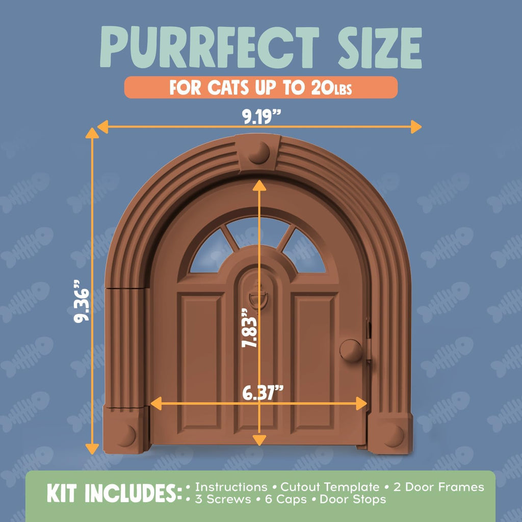 Meow Manor® Cat Door Interior Door - No-Flap, Interior Cat Door for Cats Up to 20 lbs, Easy DIY Setup, Secured Installation in Minutes, No Training Needed…