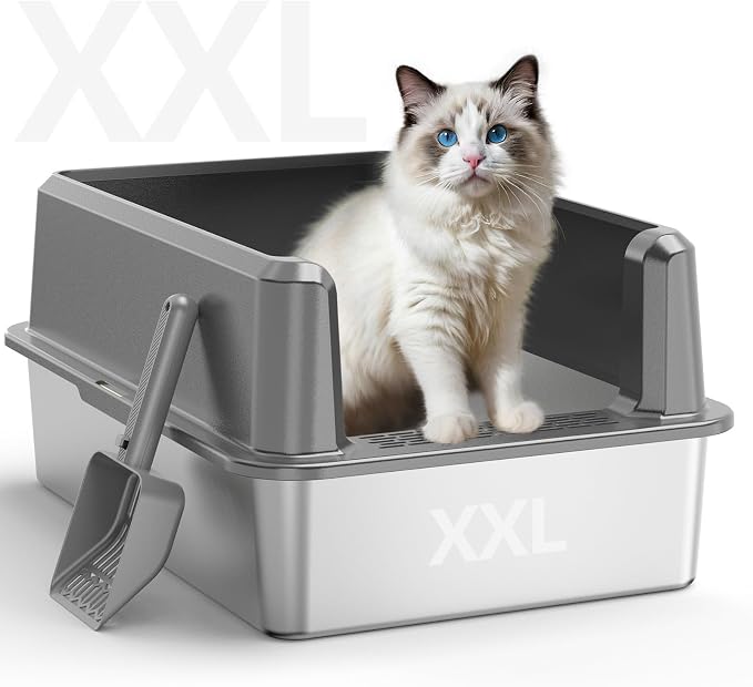 WoofiGo Enclosed Stainless Steel Cat Litter Box by CatLitterBox