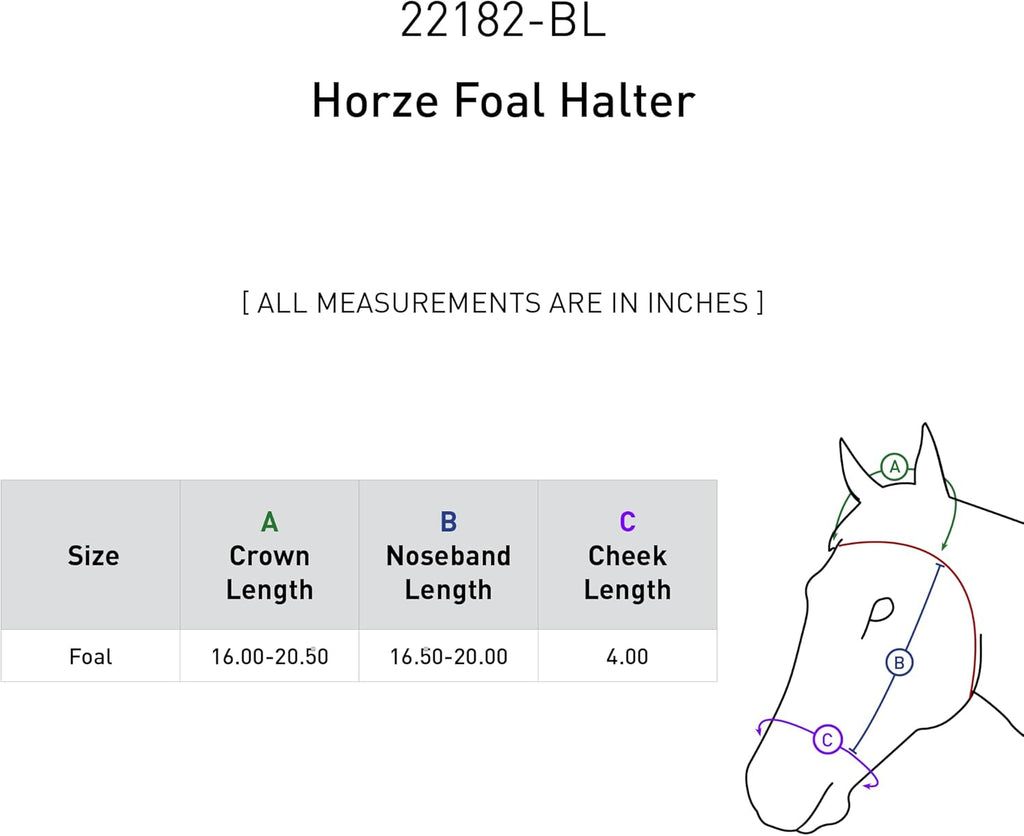 HORZE Adjustable Nylon Horse Halter for Foals, Colts, Fillies, Mini Horse Halter | Comfortable Small Horse Halter with Sturdy Buckles - Black - Foal