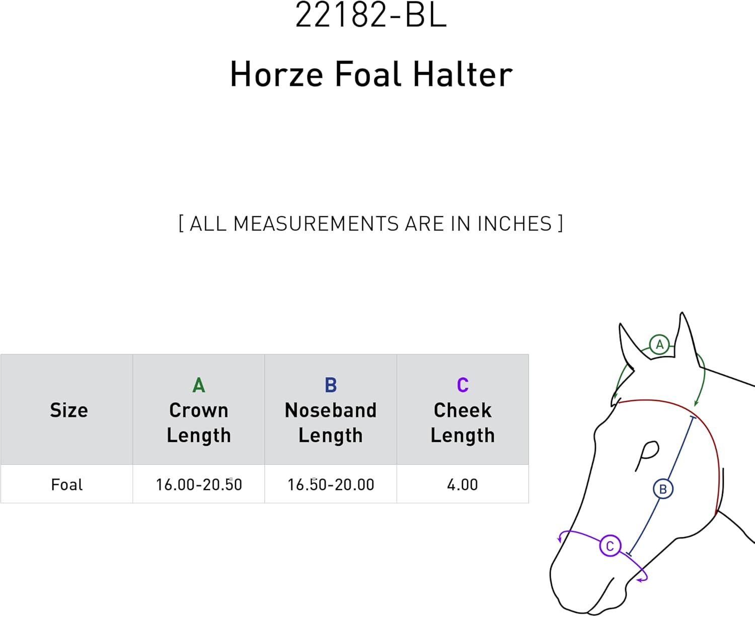 HORZE Adjustable Nylon Horse Halter for Foals, Colts, Fillies, Mini Horse Halter | Comfortable Small Horse Halter with Sturdy Buckles - Black - Foal