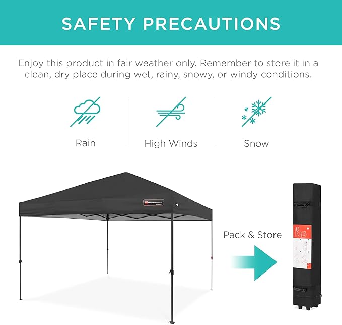 Best Choice Products 10x10ft 1-Person Setup Pop Up Canopy Tent Instant Portable Shelter w/ 1-Button Push, Case, 4 Weight Bags - Gray