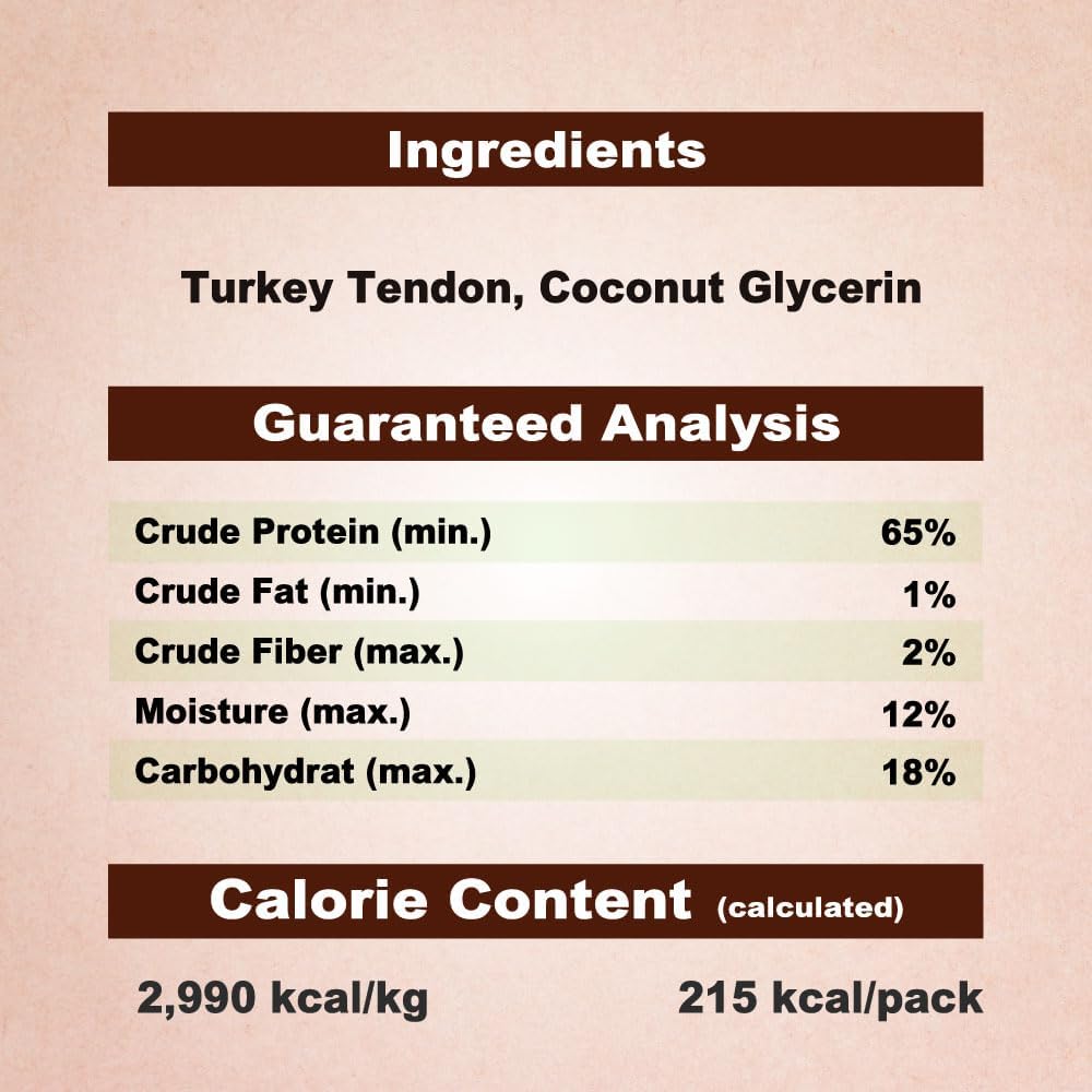 Afreschi Turkey Tendon Rope (S) 6 Pieces per Pack, USA-Sourced Turkey Tendon, All Natural Human Grade Puppy Chew, Hypoallergenic, Rawhide Alternative, Dog Treats for Small Breeds