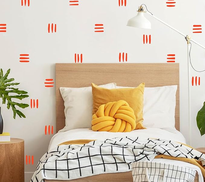 120pcs Modern Line Wall Stickers Boho Nursery Kids Living Room Scandinavian Home Décor Self-Adhesive Murals Vinyo DIY Gift YT5037 (Orange)
