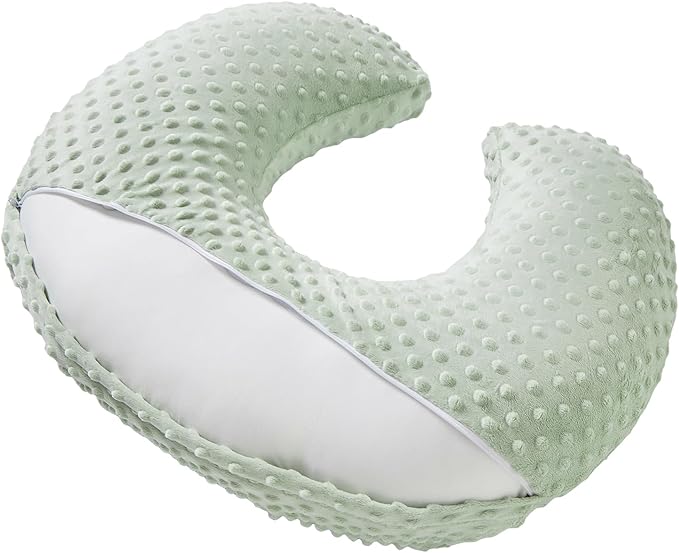 Nursing Pillow and Positioner Breastfeeding and Bottle Feeding, Propping Baby, Tummy Time, Sitting Support, with Removable Polyester Cover, dots Fabric, for Baby Boy Girl(Bay)