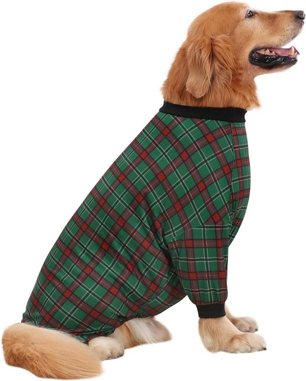 HDE Dog Pajamas One Piece Jammies Jumpsuit Pet Clothes Outfit Stretchy Lightweight Comfy Shirt Pjs for M-3XL Dogs Holiday Plaid - 2XL