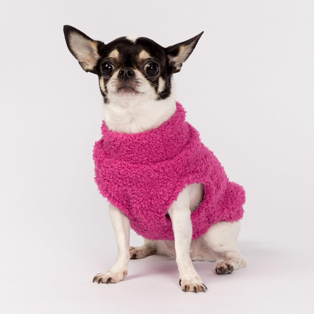 Fitwarm 2 Pack Striped Fleece Dog Sweater, Warm Winter Dog Clothes for Small Dogs Girl, Fuzzy Turtleneck Pet Outfit, Doggy Pullover Jumper, Rose Pink, White, Light Pink, Small