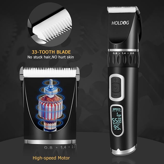 HOLDOG Dog Clippers Professional Heavy Duty Dog Grooming Clipper 3-Speed Low - Image 5