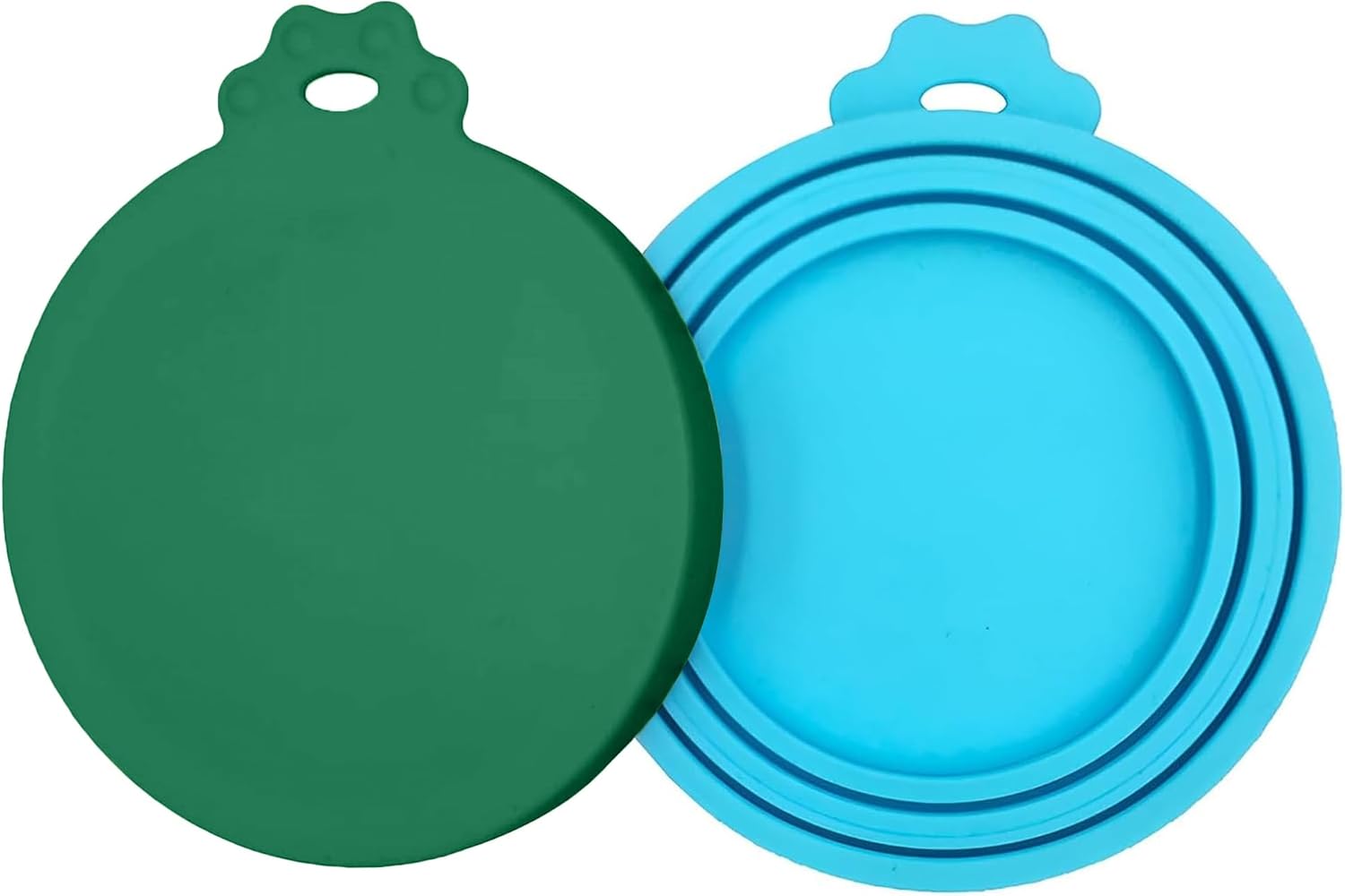 2 Pack Pet Food Cans Lids, Silicone Food Can Covers for Dog and Cat, BPA Free/Food Safe/Universal, One Fit Most Standard Size Food Can Top Blue/Dark Green, CWGTG01