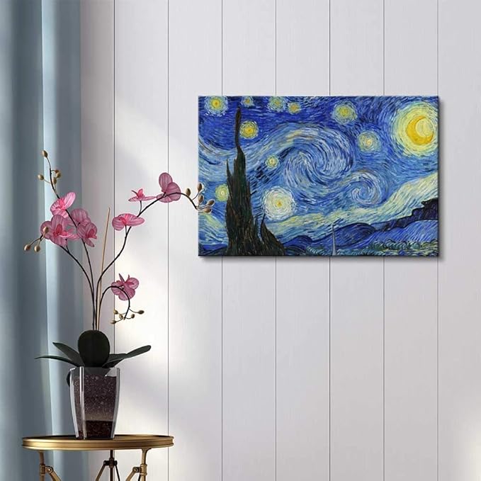 SIGNWIN - Canvas Wall Art - Van Gogh Star Moonlight Night - Poster Giclee Wall Decorations for Living Room High Definition Printed - 12x18 inches