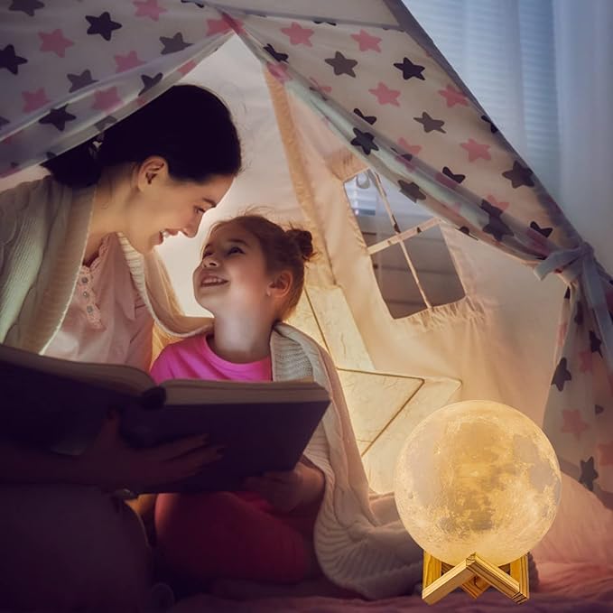 LOGROTATE Moon Lamp, 3D Print LED 16 Colors RGB Moon Light, Decorative Lights Night Light with Remote&Touch Control and Adjustable Brightness & USB Recharge for Kids Lovers Birthday Gifts (5.98 inch)