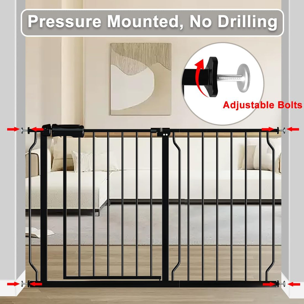 Fairy Baby Extra Wide Baby Gate 76.3-81.1 Inch Wide, Walk Through Pressure Mounted No Drill, Long and Large Tension Gate for Pet and Kids