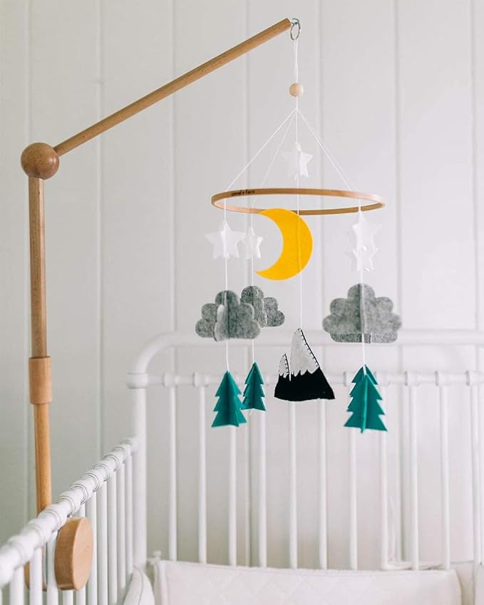 Sorrel + Fern Baby Crib Mobile (Starry Woodland Night, Mint) - Nursery Decoration Crib Mobile and Baby Shower for Boys and Girls