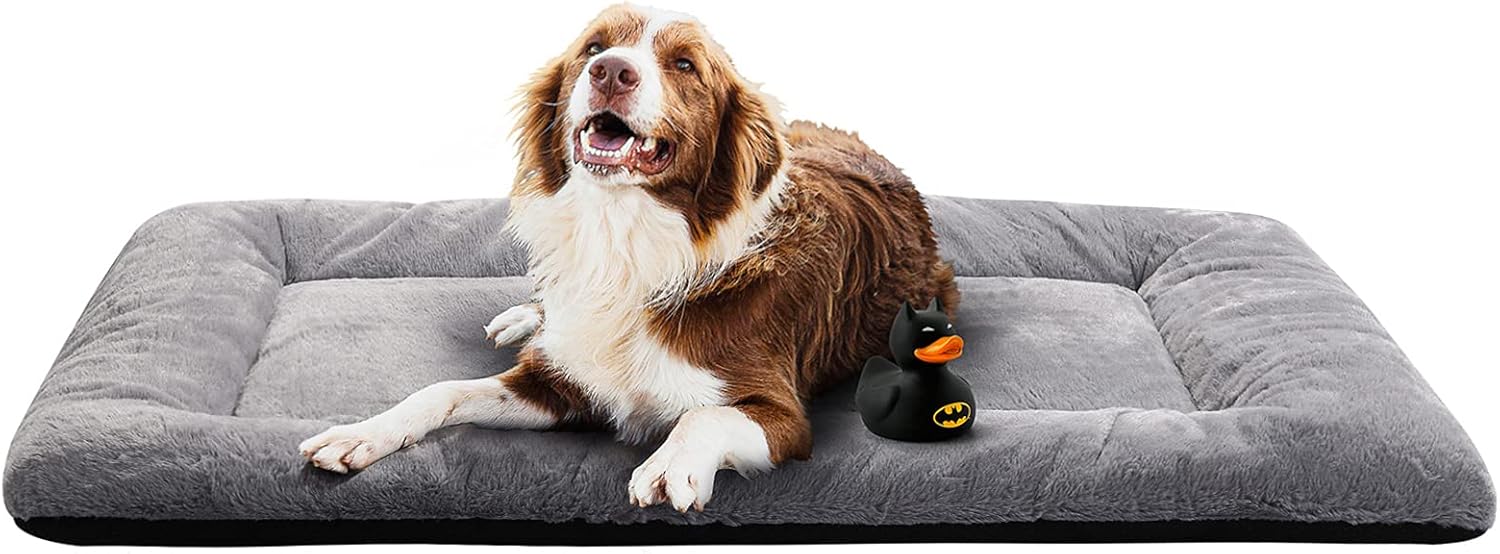 Dog Beds Crate Pad for Extra Large Dogs Fit Metal Crates,Ultra Soft Bed Washable & Anti-Slip Kennel Cozy Sleeping Mat,Gray 48inch