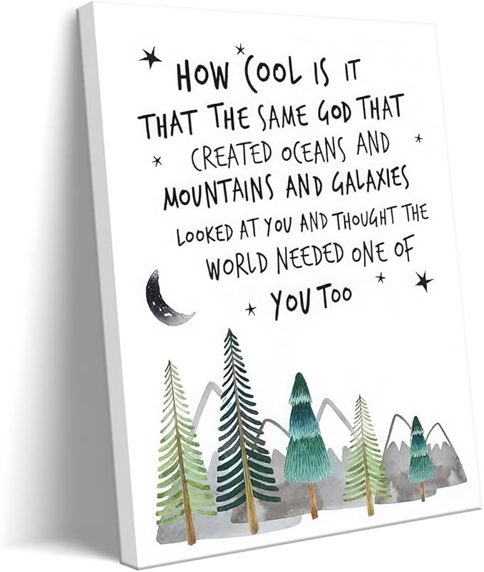 Dytila Christian Nursery Wall Art - Mountain Pictures Baby Boy Nursery Decor, Inspirational Religious Decor, Toddler Boy Room Decor, Faith Paintings, Christening Gifts for Boys 16x24 Inch