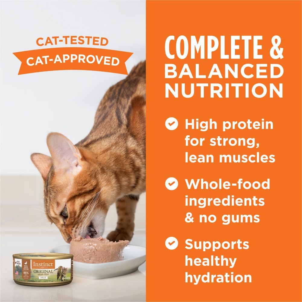 Instinct Original Pate Wet Cat Food, Grain Free Recipe - Real Duck, 5.5 oz. Cans (Pack of 12)